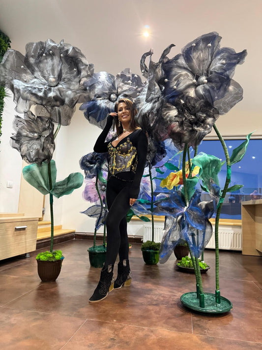 Flori Gigant din Organza pentru decor evenimente, nuntă, vitrine